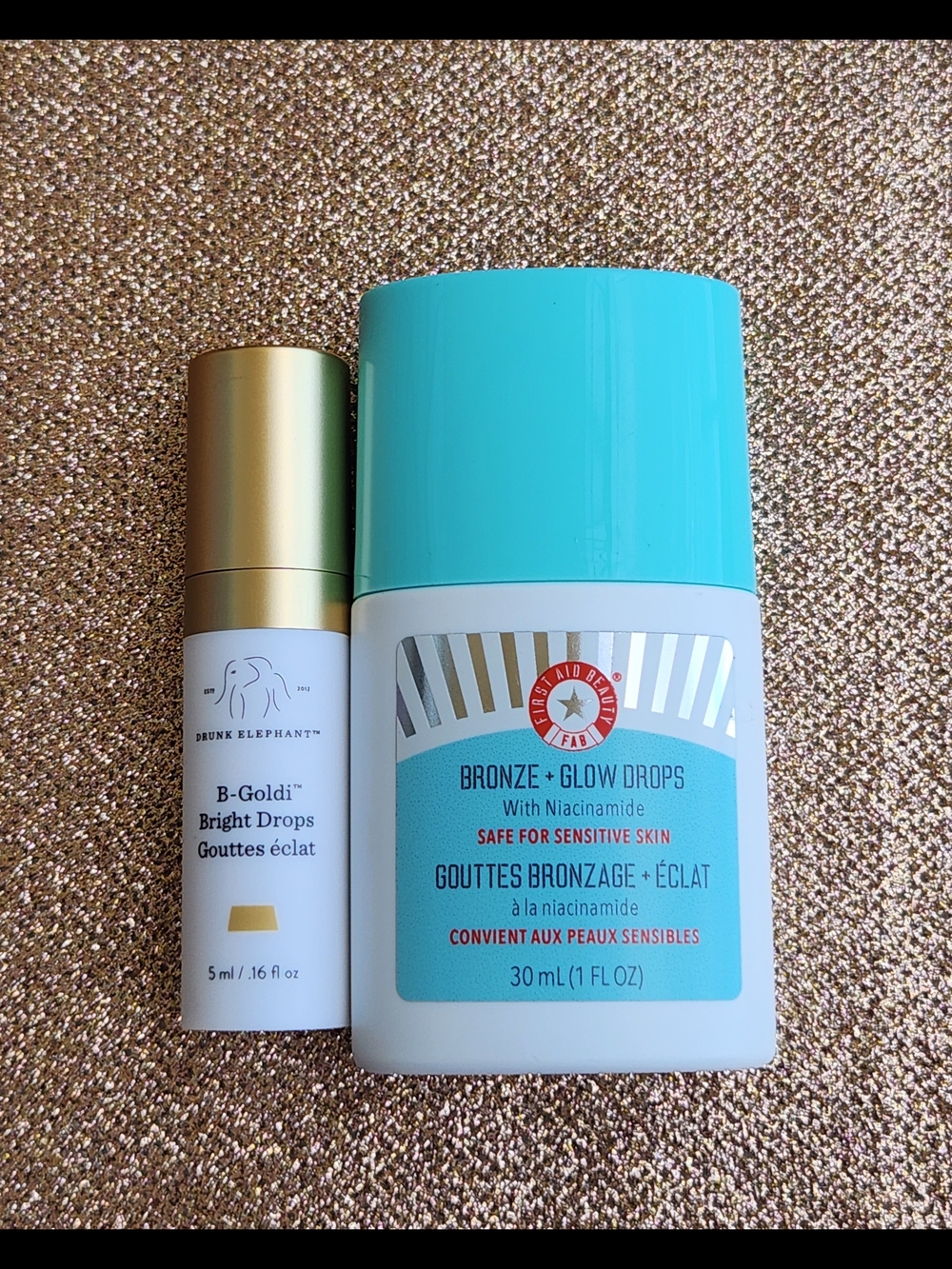 GLOW DUO: First Aid Beauty Bronze+Glow Drops & Drunk Elephant B-Goldi - New